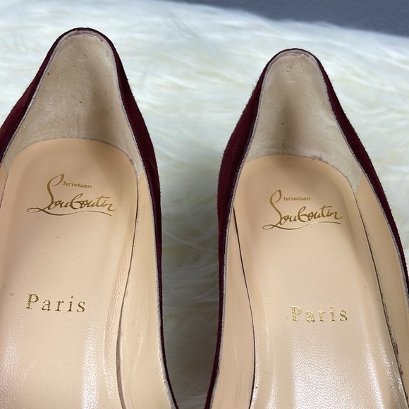 Christian Louboutin suede pump size 35.5 bordeaux red - Picture 8 of 11